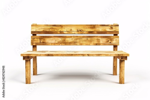 a wooden bench with a white background
