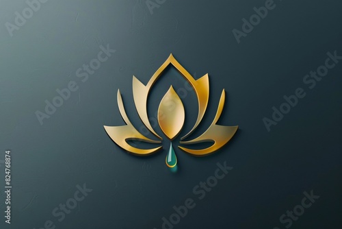 a gold flower with a drop of water