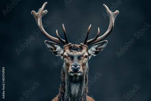 a deer with antlers looking at the camera