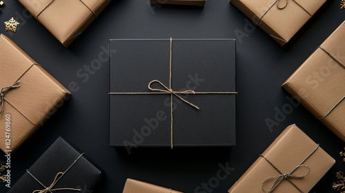 Black kraft paper box packaging with design space