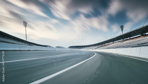 asphalt race track with infrastructure in motion