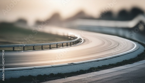 asphalt race track with infrastructure in motion