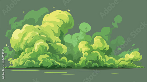 Stinky fart cloud. Cartoon toxic green smell Cartoon