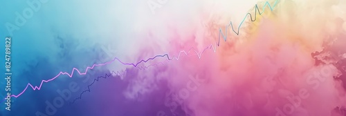 Financial chart with upward trend on soft pastel colored background for market analysis