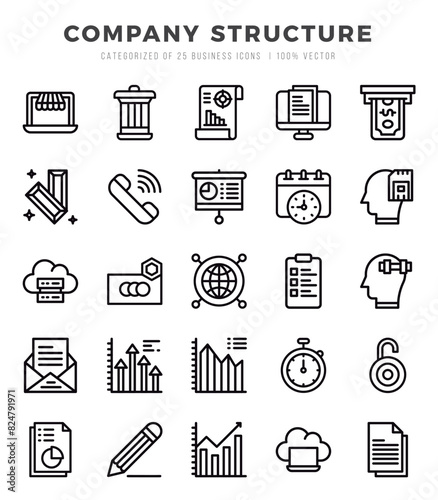 Set of Company Structure icons. Vector Illustration.
