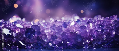 Amethyst glitter background with rich, sparkling light,