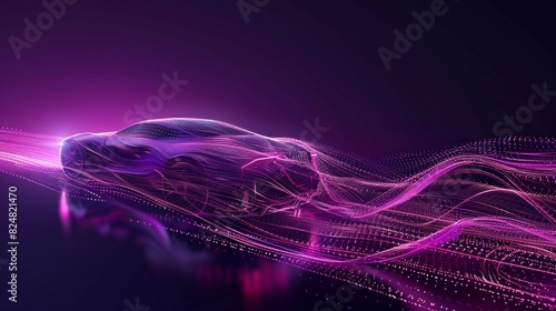 ar electric in speed in digital futuristic polygonal style. Automotive technology or smart car.