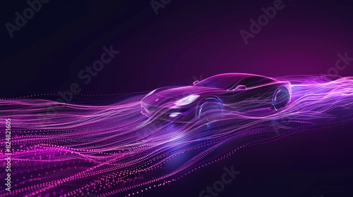 ar electric in speed in digital futuristic polygonal style. Automotive technology or smart car.