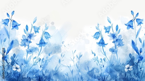 Blue watercolor floral.