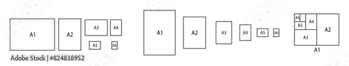 Series A paper in a1 a2 a3 a4 a5 a6 format with labels and sizes according to international standards.