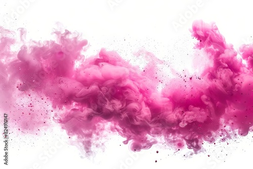 pink explosion smoke set isolated on white abstract background digital illustration