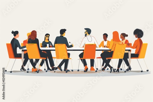 Flat Illustration of Focus Group Discussion