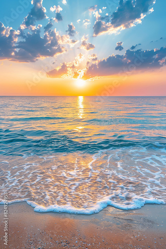 Peaceful Sunrise Over Ocean with Soft Pastel Sky 