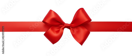 Red ribbon bow cut out transparent isolated on white background PNG file