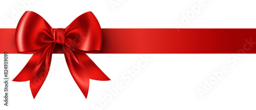 Red ribbon bow cut out transparent isolated on white background PNG file