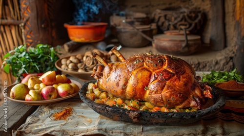 Guinea pig, roasted whole, traditional Andean dish, served in a Peruvian mountain village