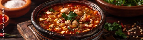 Menudo, tripe soup believed to cure hangovers, served in a Mexican family home
