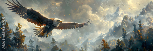 captivating printable mural of a majestic griffin soaring through stormy skies ideal for transforming the walls of a fantasythemed cafe inviting patrons into a realm of mythical creatures and legends