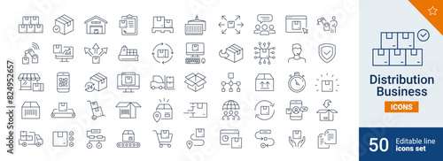 Distribution icons Pixel perfect. Transport, client, team, ... 