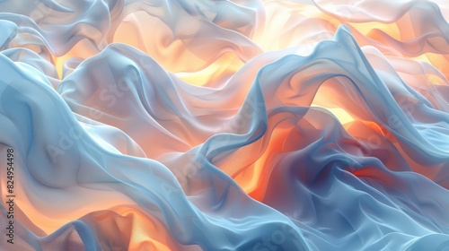 Abstract 3D Background. In this tranquil 3D space, gentle light caresses flowing shapes, fostering a soothing and peaceful ambiance.