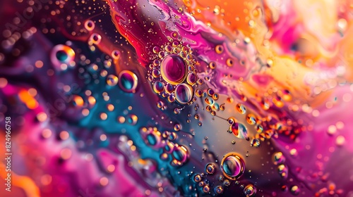 Colorful Paint Pour Blobs Mixed with Oil Macro Shot in Ultra High Definition (UHD) - Abstract Art Background