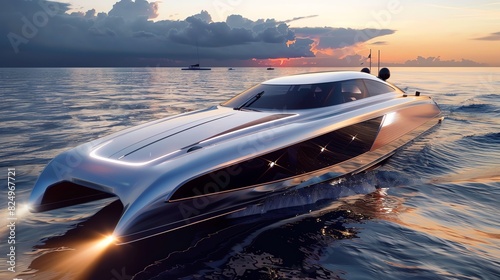 A modern electric speedboat with zero emissions