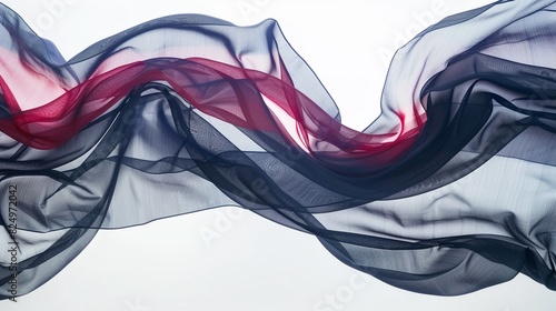 American wave flag in motion, isolated white background, dramatic studio lighting highlighting the fabric's texture