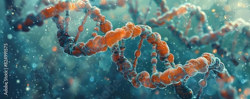 Closeup of mutated DNA under a microscope, Watercolor Style, Soft Colors, High Resolution, Showcasing genetic mutations