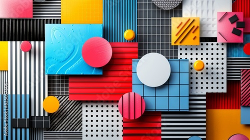 Geometric elements take center stage in this modern pop art background, offering a visually striking composition that appeals to contemporary aesthetics.