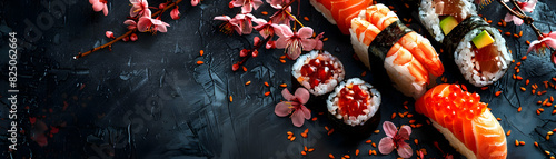 Finest in luxury dining: Photo realistic glossy Japanese cuisine as premium digital art showcasing exquisite taste and elegance.