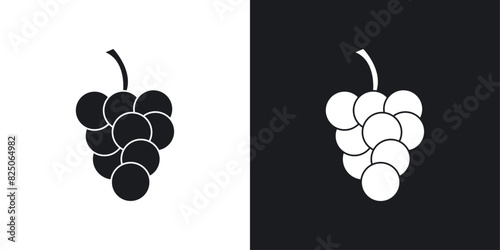 Grape icon set. Vineyard fruit vector symbol and grapevine icon.