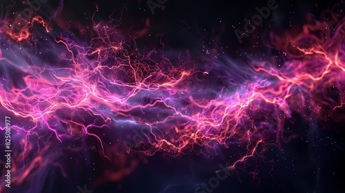 Energetic bursts of light resembling electric currents in motion, captured with precision against a dark backdrop, adding depth and dimension to the scene