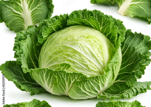 Green cabbage on a white background.