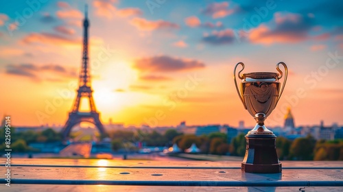 Sunset at the Eiffel Tower, Eiffel tower and champion cup horizontal banner