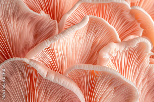 abstract pattern of macro pastel pink mushroom gills or coral,organic texture design