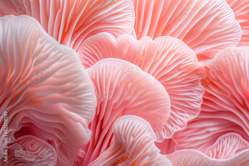 abstract pattern of macro pastel pink mushroom gills or coral,organic texture design
