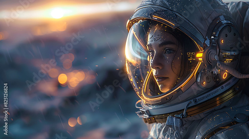 augmented human astronaut exploring distant planets with augmented reality displays integrated into their spacesuit