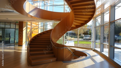 Create a wood veneer helical stair in Palo Alto
