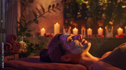 customer having exfoliation treatment in luxury spa salon with warmth candle light ambient