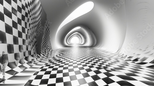 A depth illusion background with linear perspective, featuring abstract geometry and perspective grid techniques to create a sense of depth and dimensionality.