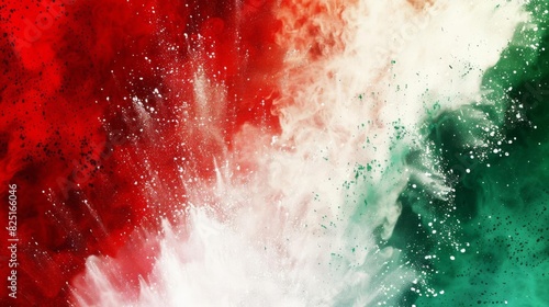 vibrant explosion of red white and green holi powder paint italian tricolore flag colors celebration background travel and tourism concept digital art