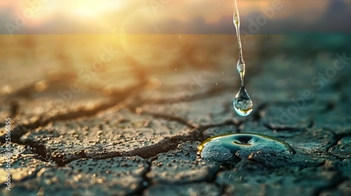 water conservation concept closeup of water droplet dripping from tap drought effects background concept illustration