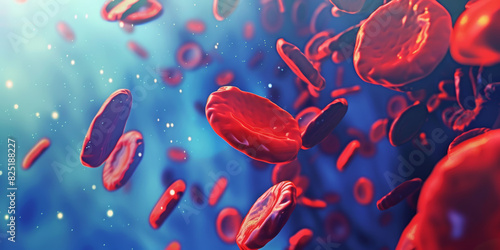 Floating Red Blood Cells in Motion Under the Microscope High Resolution Medical