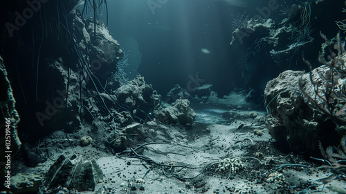 there is a large cave with a lot of rocks and plants