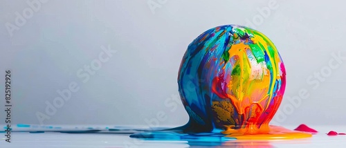 A melting pot of colors blending together to form a unique interpretation of global warming