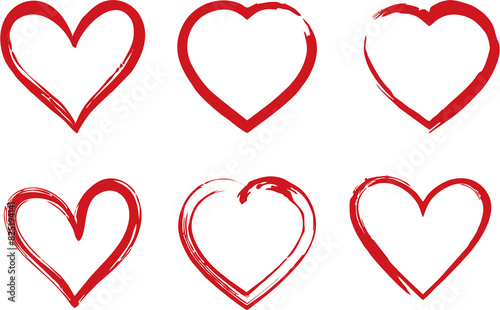 Set of Hand drawn heart icons in high HD resolution. Design elements for Valentine's day greeting card, poster or banner. Media and web based love and care symbols. Social media thumbnails.