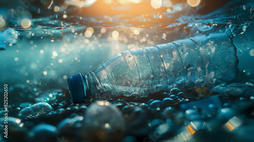 Lixo plástico de garrafa de água sendo reciclado para reduzir o desperdício de plástico.