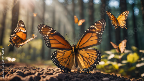 Butterfly in nature. Happy childhood concept. AI generated image, ai