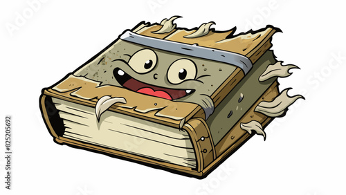 A torn weathered book with dogeared pages and a musty smell hidden away in a neglected attic.. Cartoon Vector.