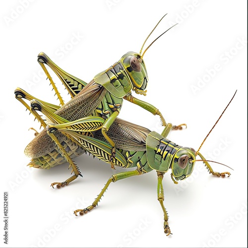 A Grasshoppers in studio, isolated, white background, no shadow, no logo